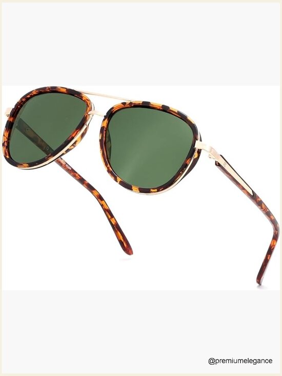 Retro Polarized Aviator Sunglasses Square Frame UV400 Protection Unisex main image 6